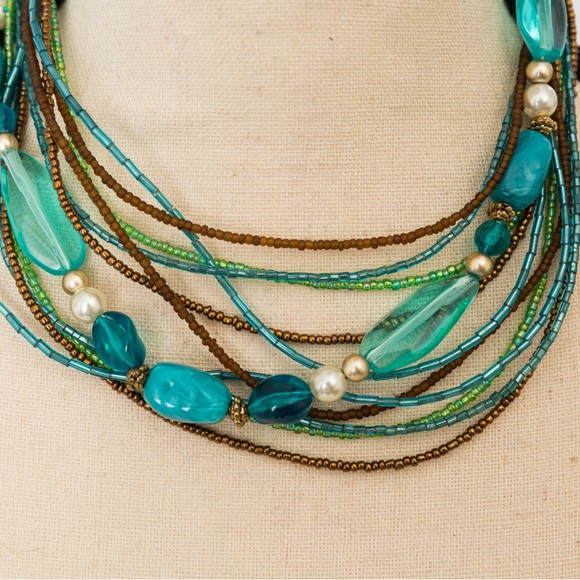 Earth tone beaded chokers 2 choker necklaces worn layered or alone versatile - Picture 1 of 11